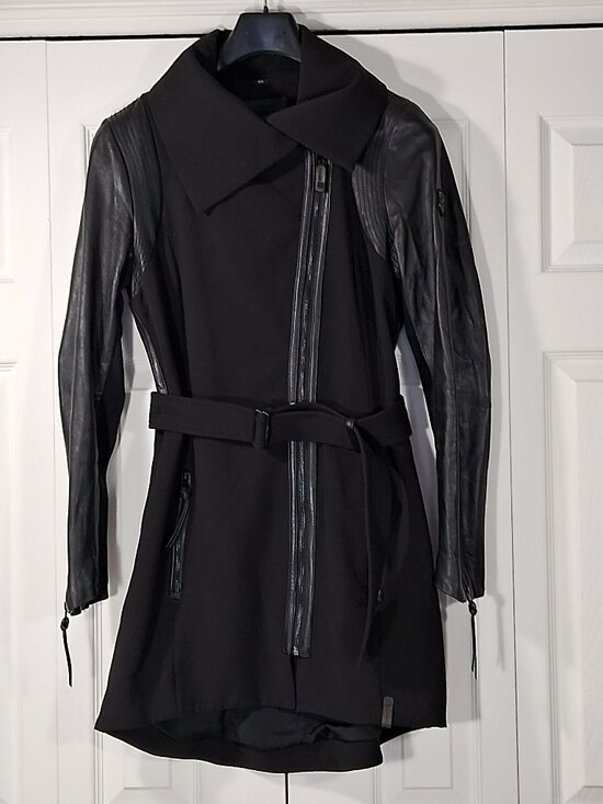RUDSAK Jackets & Blazers - Rudsak Black Asymmetrical Coat with Genuine Leather Sleeves